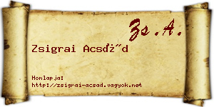 Zsigrai Acsád névjegykártya