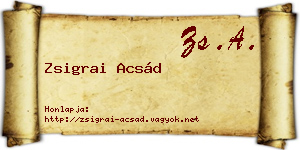 Zsigrai Acsád névjegykártya